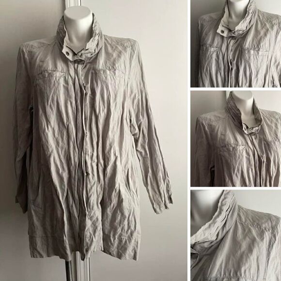 Eileen Fisher Rumpled Cotton Steel Jacket, Size 3X - Picture 1 of 10